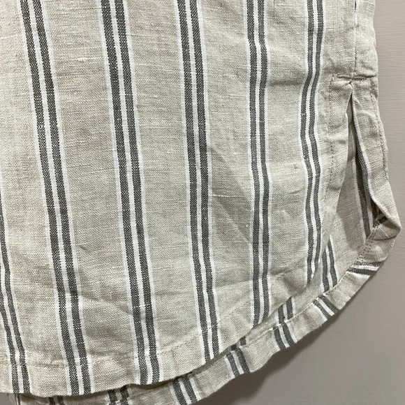 NWOT Coldwater Creek 100% Linen Pull On Wide Leg Crop Pants Striped L - Picture 4 of 15